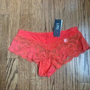 Hot Pink/Orange Sheer Lace Hipster Panty Size Small - Lou Paris NWT